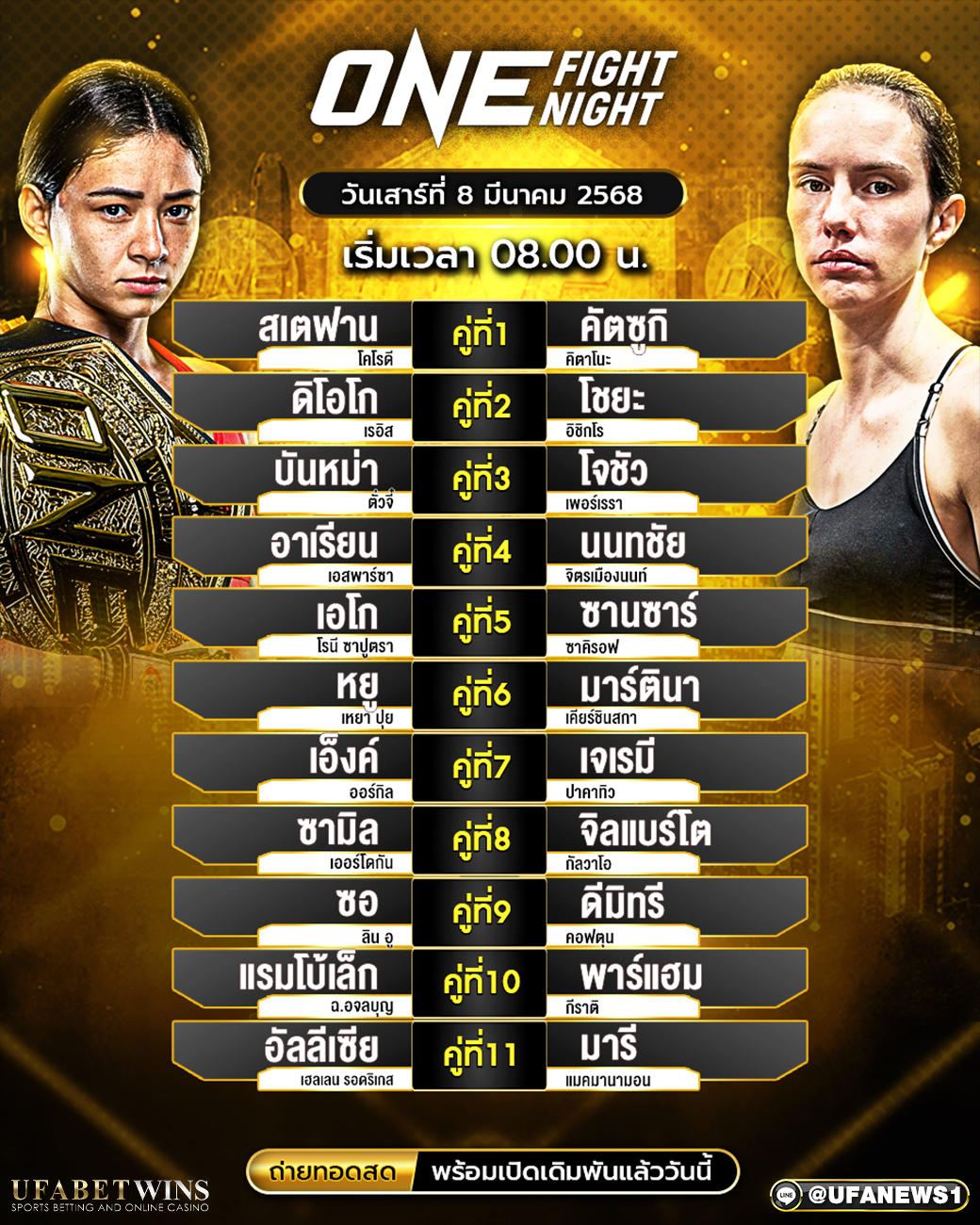 มวยวันนี้ ศึกONE Fight Night29 08/03/68