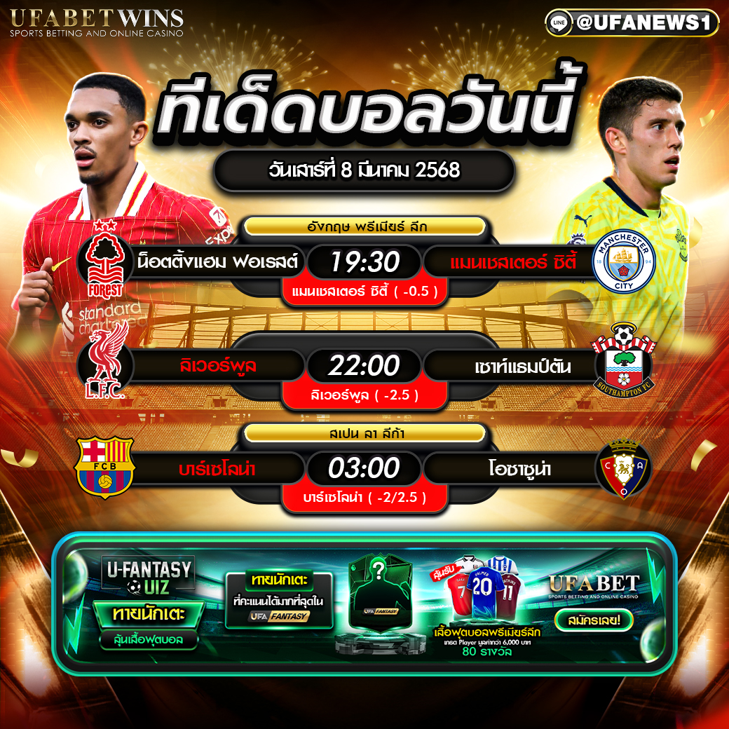 ทีเด็ดบอล วิเคราะห์บอลวันนี้ 8 มีนาคม 2568