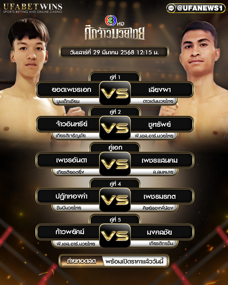 มวยวันนี้ ศึกจ้าวมวยไทย 29/03/68