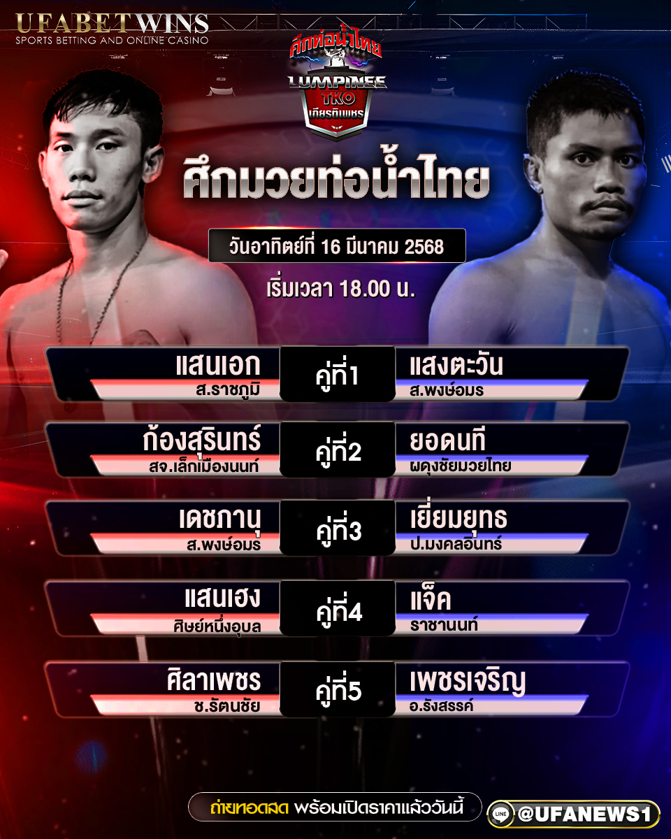 มวยวันนี้ ศึกท่อน้ำไทย TKO เกียรติเพชร 16/03/68