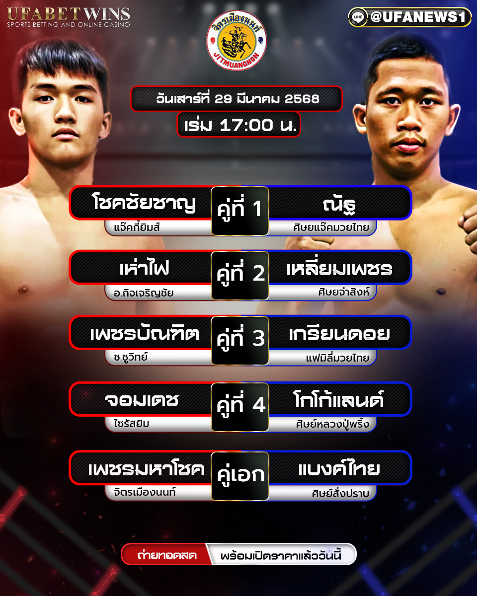 มวยวันนี้ ศึกจิตรเมืองนนท์ 29/03/68