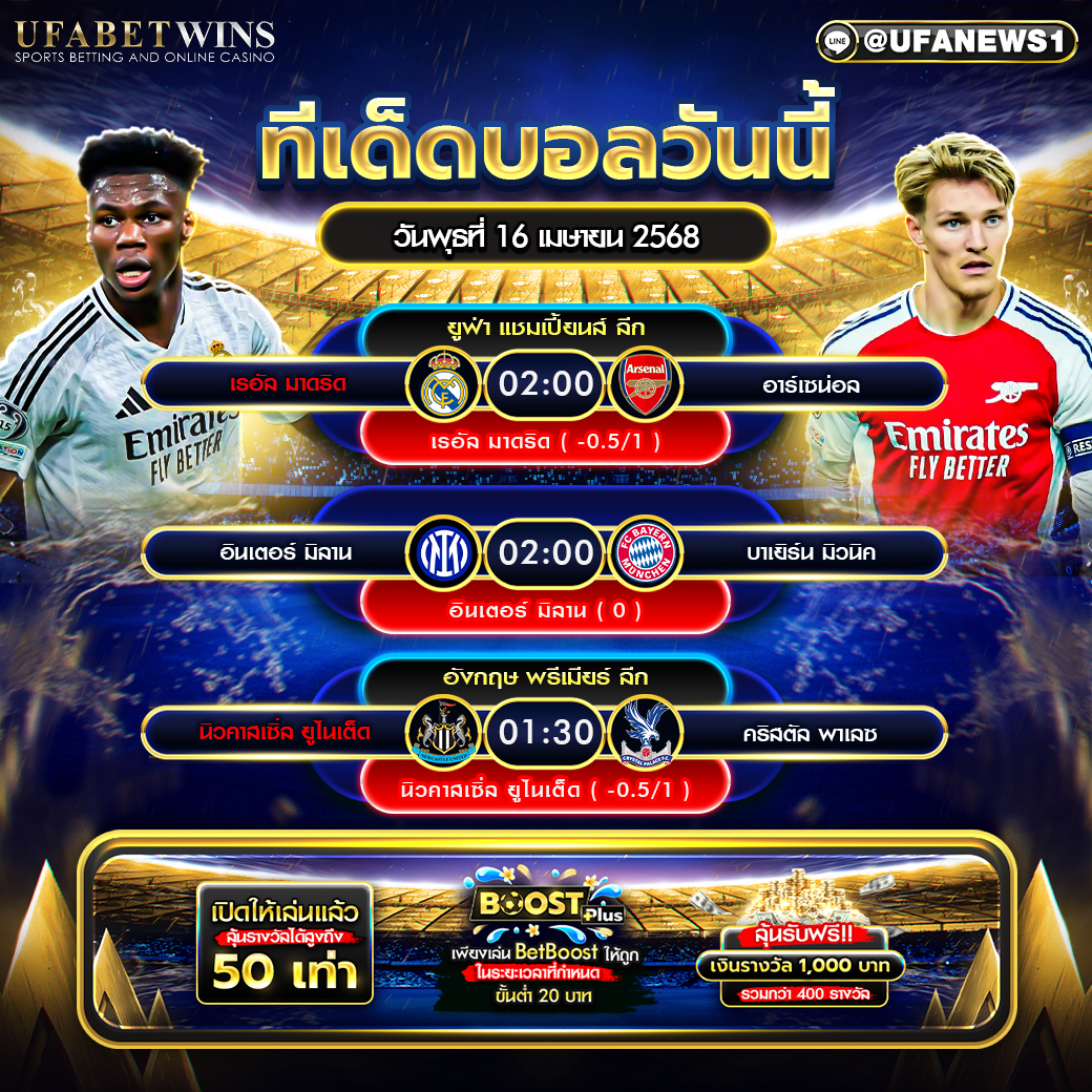 ทีเด็ดบอล วิเคราะห์บอลวันนี้ 16 เมษายน 2568