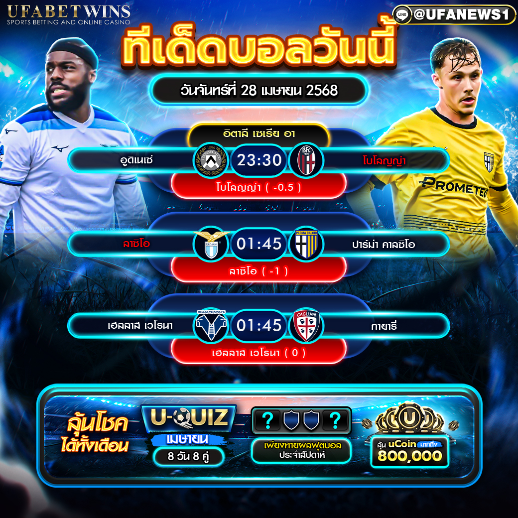 ทีเด็ดบอล วิเคราะห์บอล วันที่ 28 เมษายน 2568