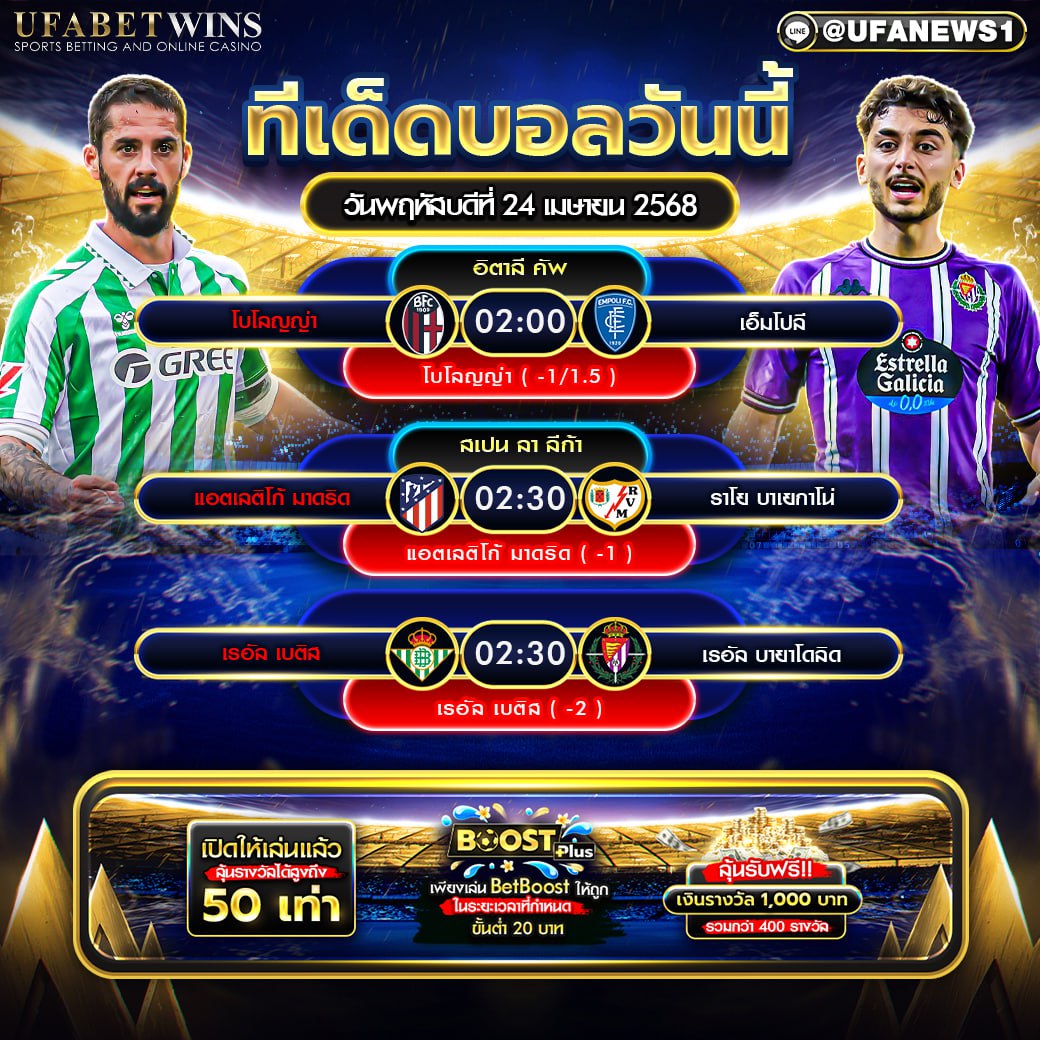 ทีเด็ดบอล วิเคราะห์บอล วันที่ 24 เมษายน 2568