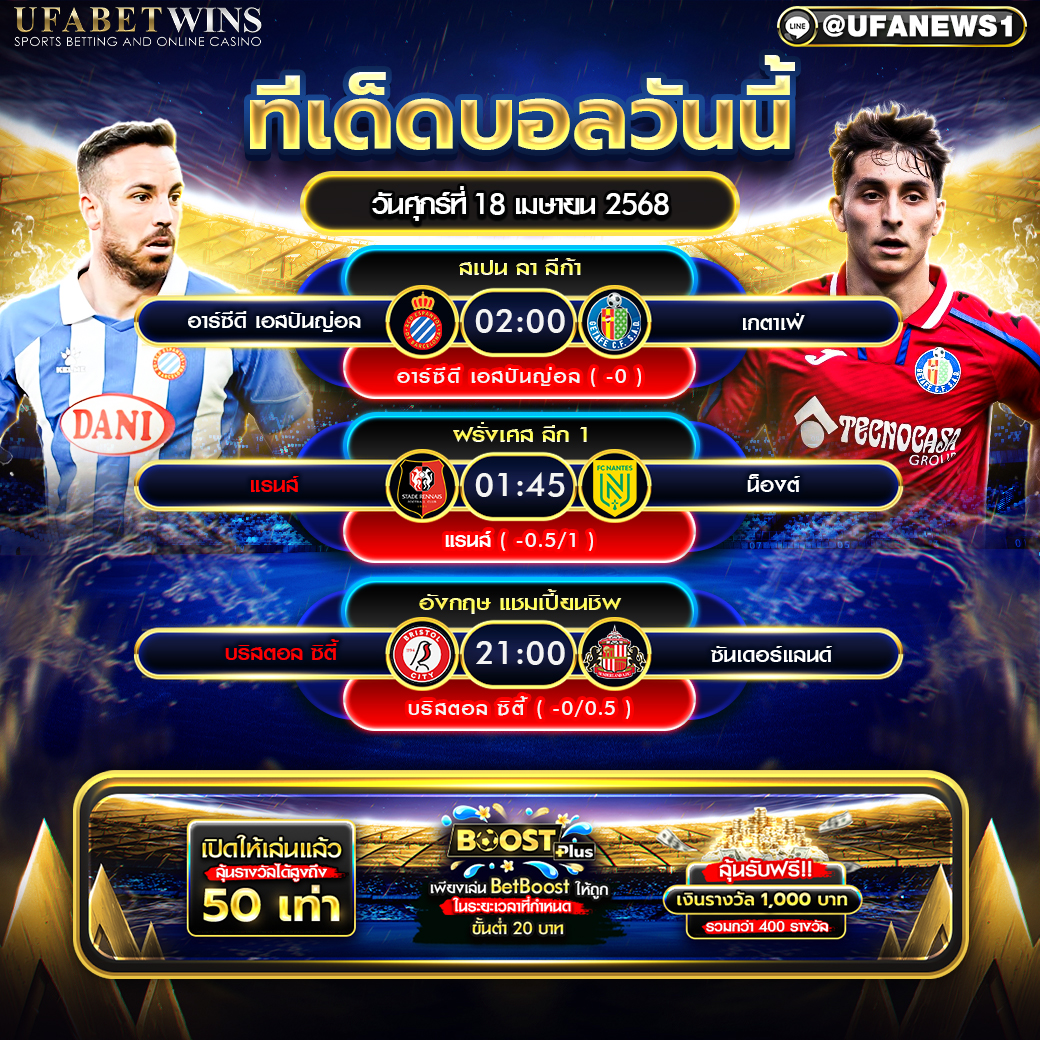 ทีเด็ดบอล วิเคราะห์บอล วันที่ 18 เมษายน 2568