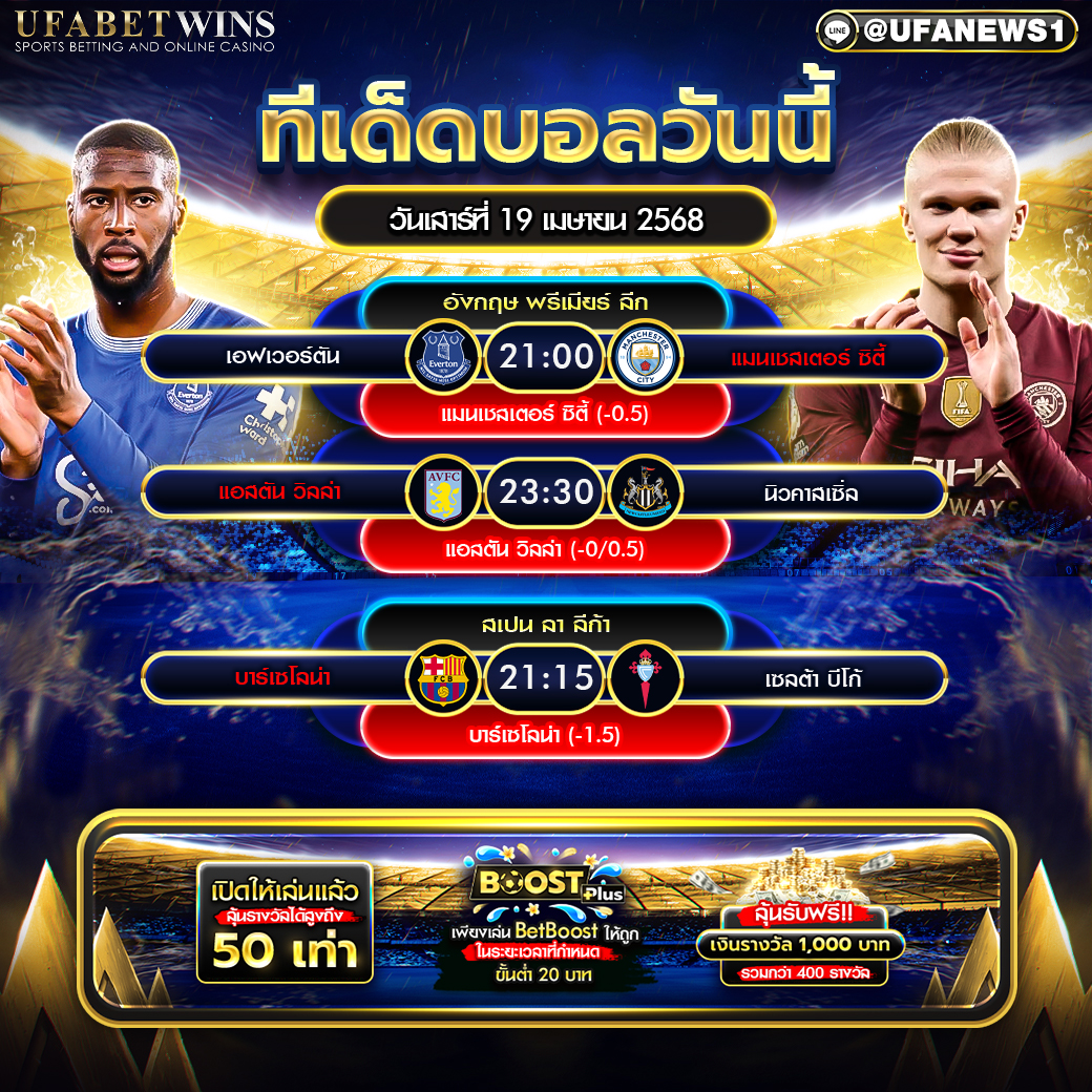 ทีเด็ดบอล วิเคราะห์บอลวันนี้ 19 เมษายน 2568