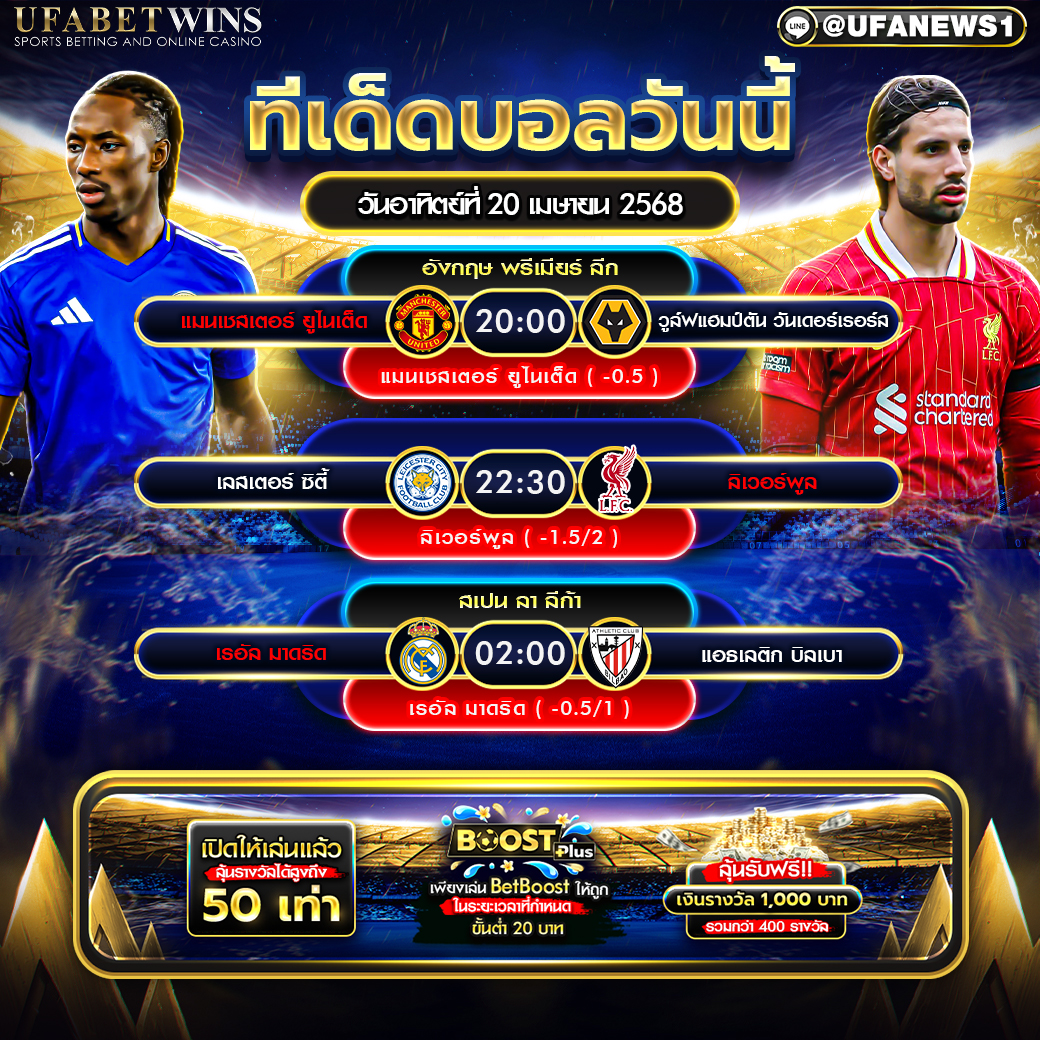 ทีเด็ดบอล วิเคราะห์บอล วันที่ 20 เมษายน 2568