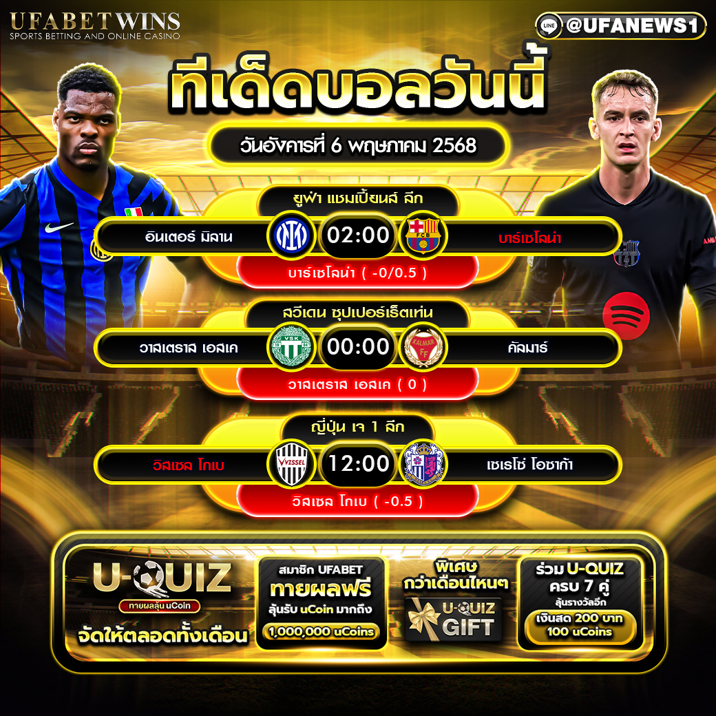 ทีเด็ดบอล วิเคราะห์บอล วันที่ 6 พฤษภาคม 2568