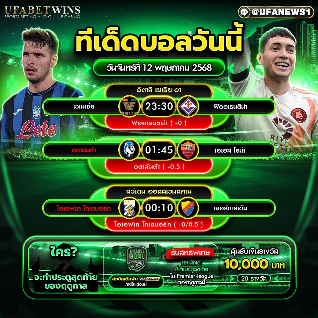 ทีเด็ดบอล วิเคราะห์บอล วันที่ 12 พฤษภาคม 2568
