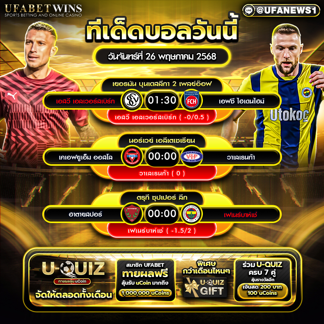 วิเคราะห์บอล วันที่ 26 พฤษภาคม 2568