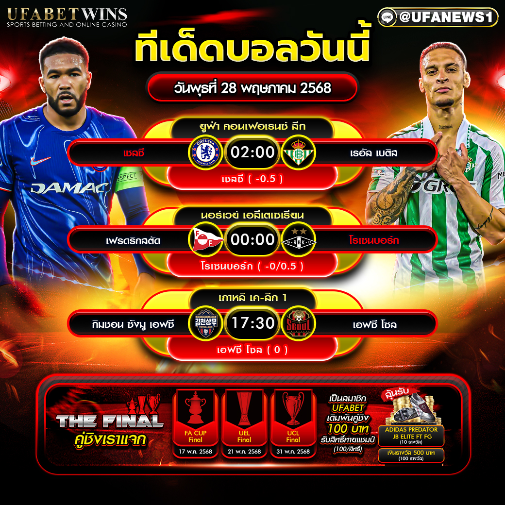วิเคราะห์บอล วันที่ 28 พฤษภาคม 2568