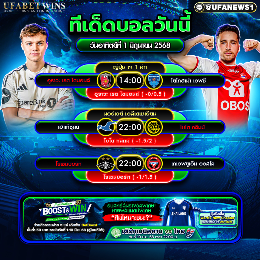 วิเคราะห์บอล วันที่ 1 มิถุนายน 2568