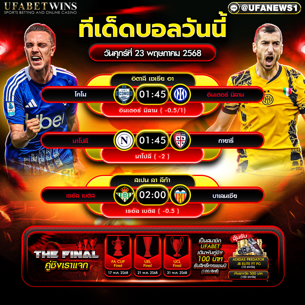 วิเคราะห์บอล วันที่ 23 พฤษภาคม 2568