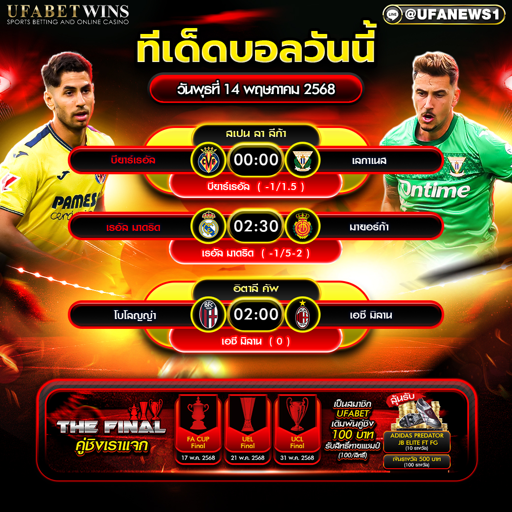 ทีเด็ดบอล วิเคราะห์บอล วันที่ 14 พฤษภาคม 2568