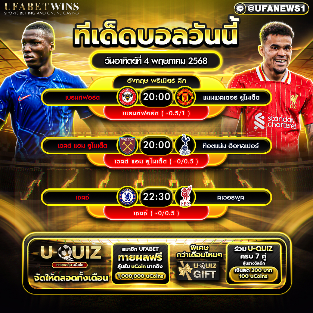 ทีเด็ดบอล วิเคราะห์บอล วันที่ 4 พฤษภาคม 2568