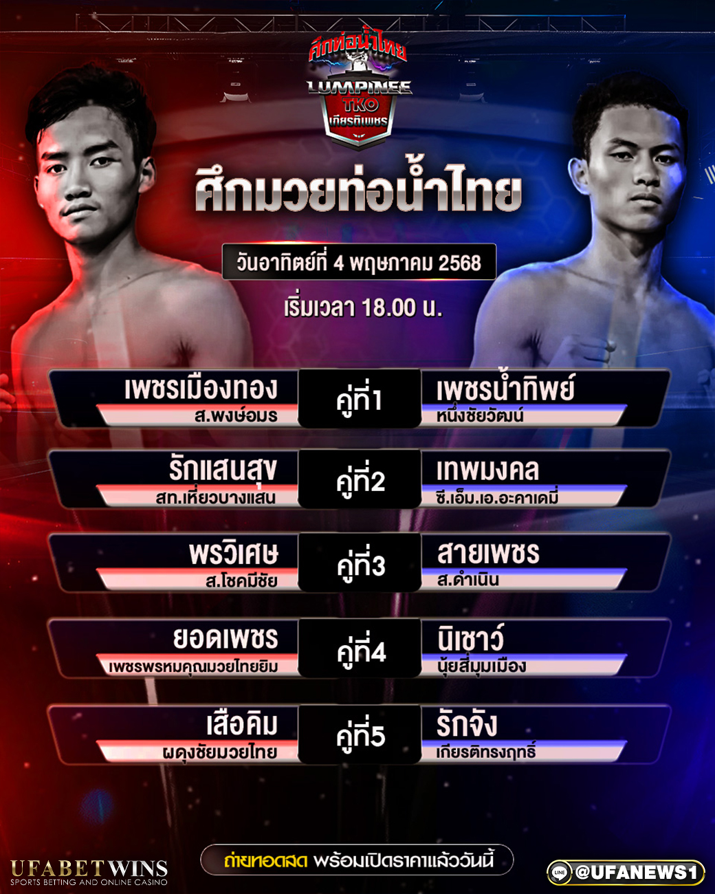 มวยวันนี้ ศึกท่อน้ำไทยเกียรติเพชรTKO 04/05/68