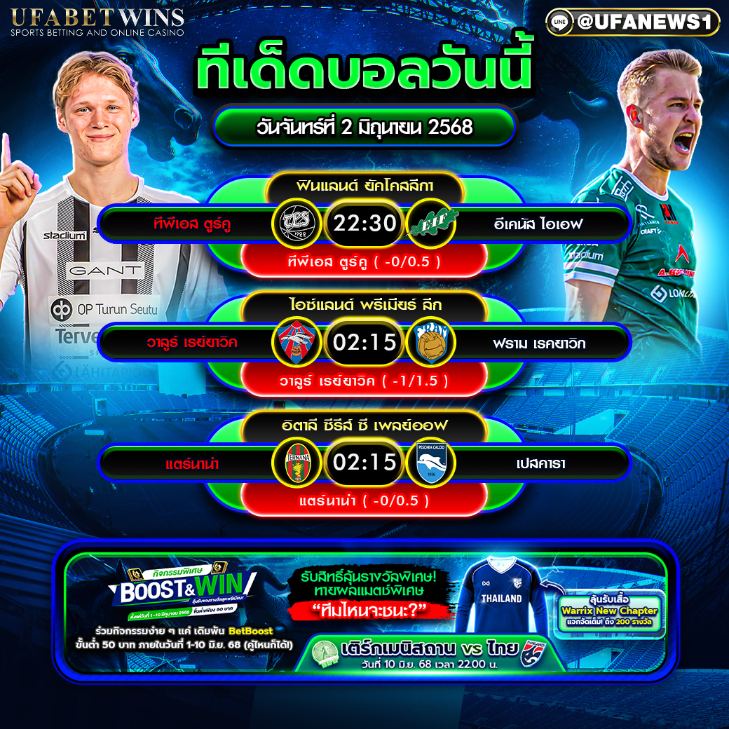 วิเคราะห์บอล วันที่ 2 มิถุนายน 2568
