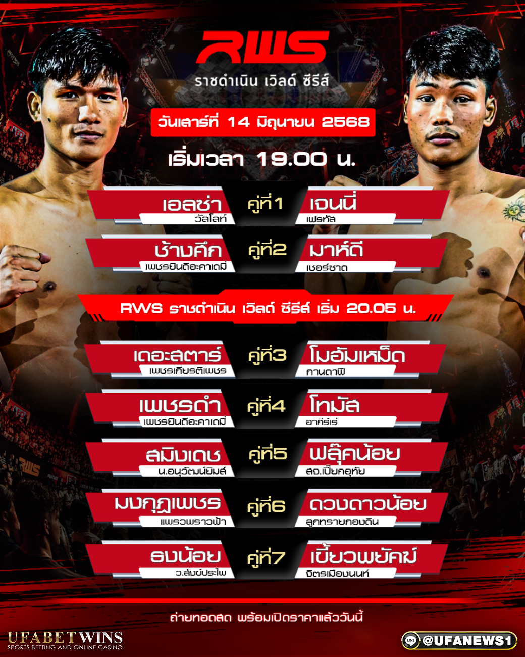 มวยวันนี้ RWS ราชดำเนิน เวิลด์ ซีรี่ส์ 14/06/68