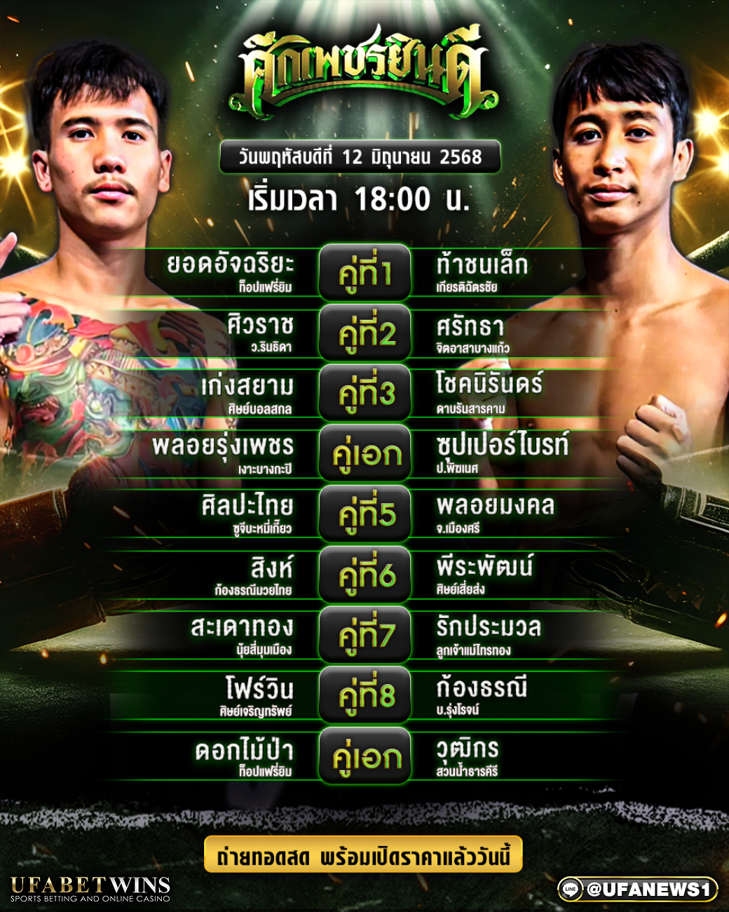 มวยวันนี้ ศึกเพชรยินดี 12/06/68
