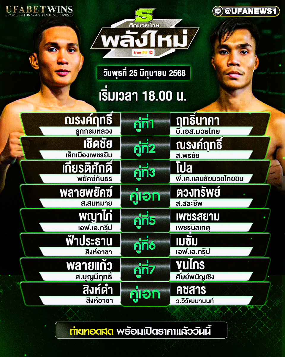 มวยวันนี้ ศึกมวยไทยพลังใหม่ 25/06/68