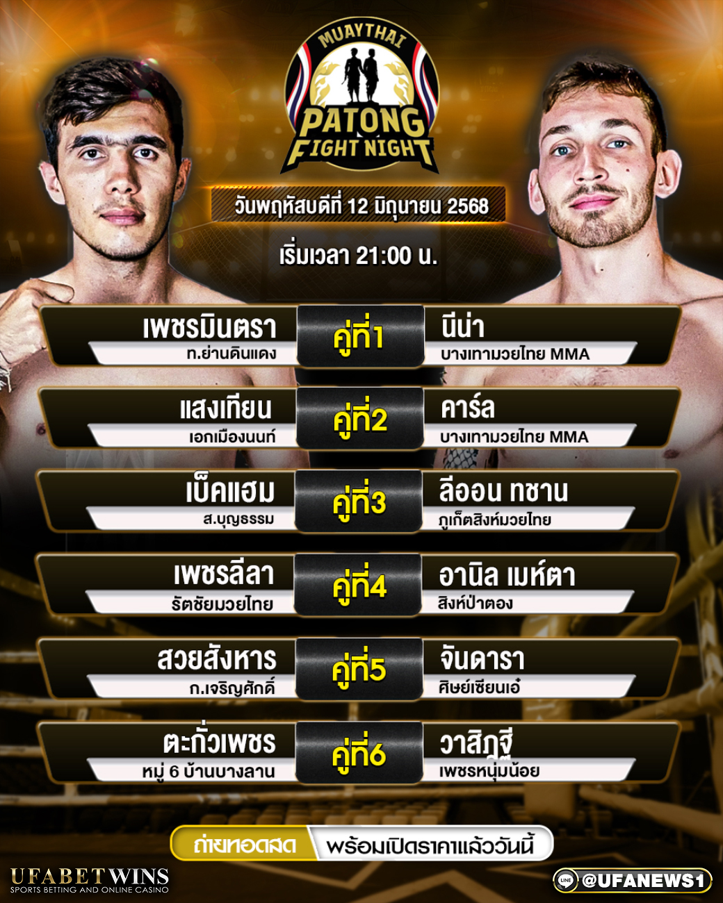มวยวันนี้ ศึกป่าตองไฟท์ไนท์ 12/06/68
