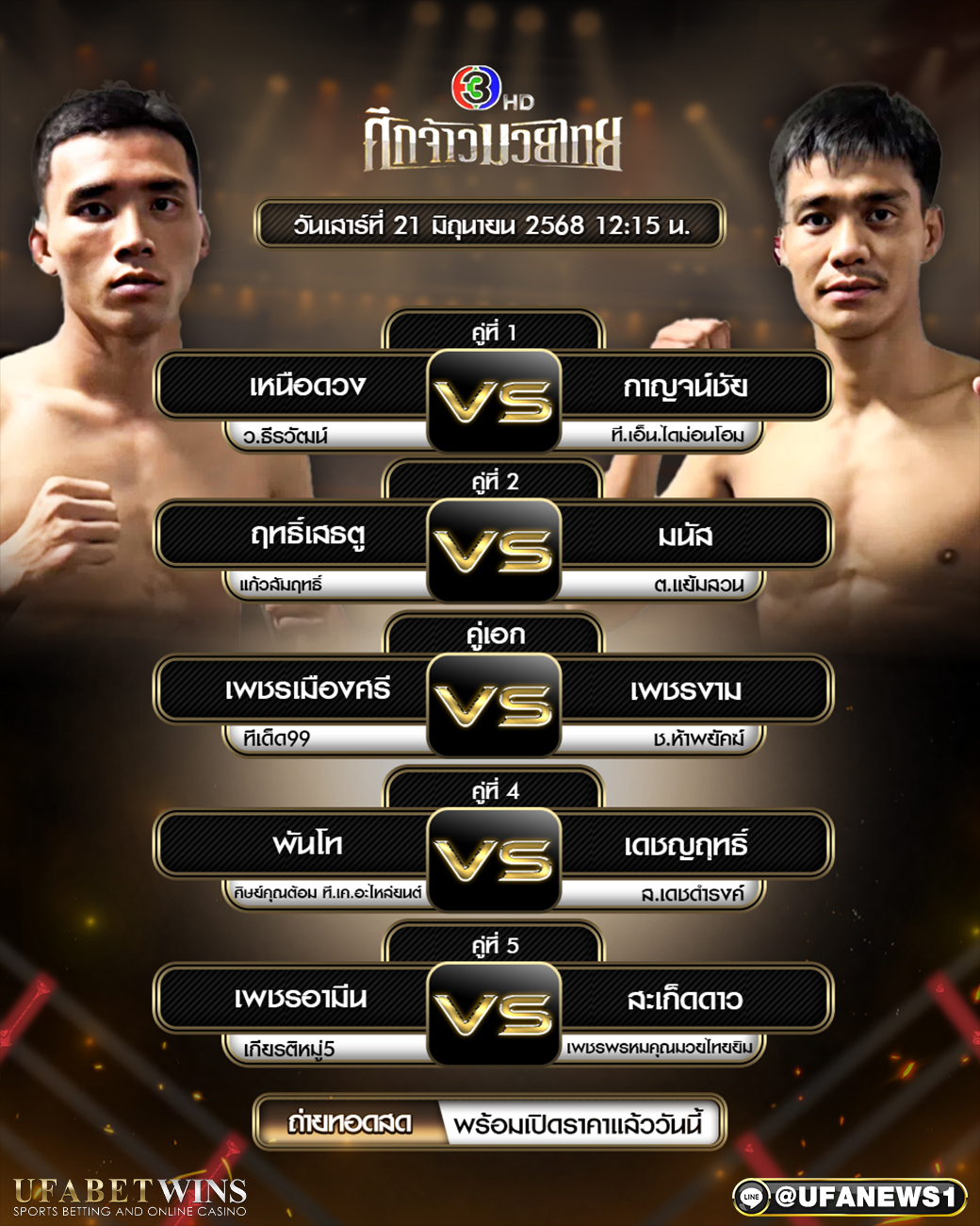 มวยวันนี้ ศึกจ้าวมวยไทย 21/06/68