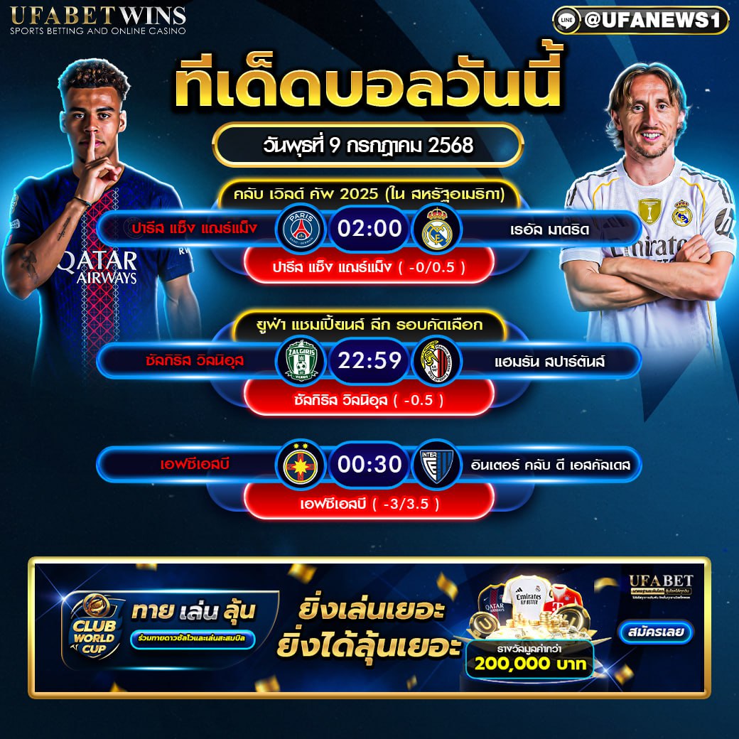 วิเคราะห์บอล วันที่ 9 กรกฎาคม 2568