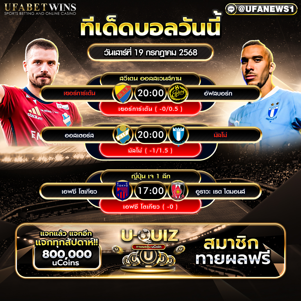 วิเคราะห์บอล วันที่ 19 กรกฎาคม 2568