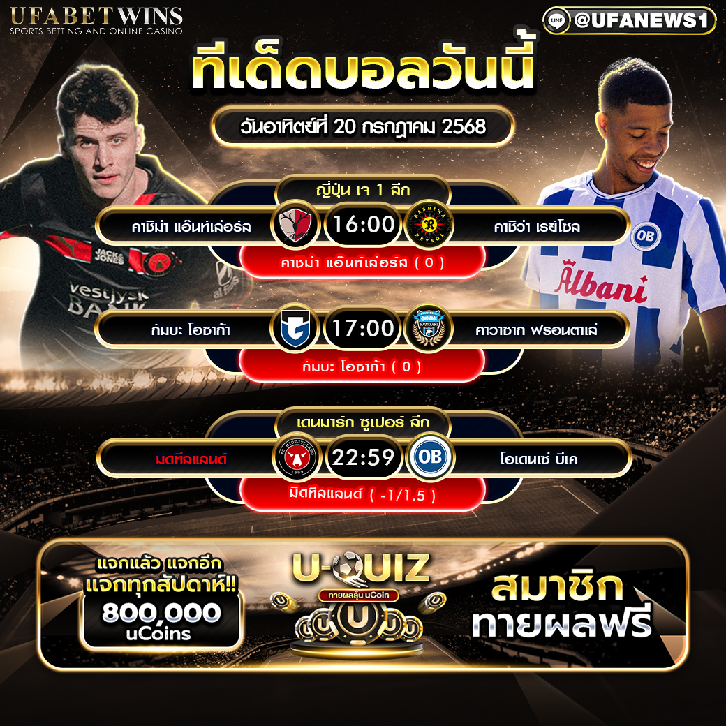 วิเคราะห์บอล วันที่ 20 กรกฎาคม 2568