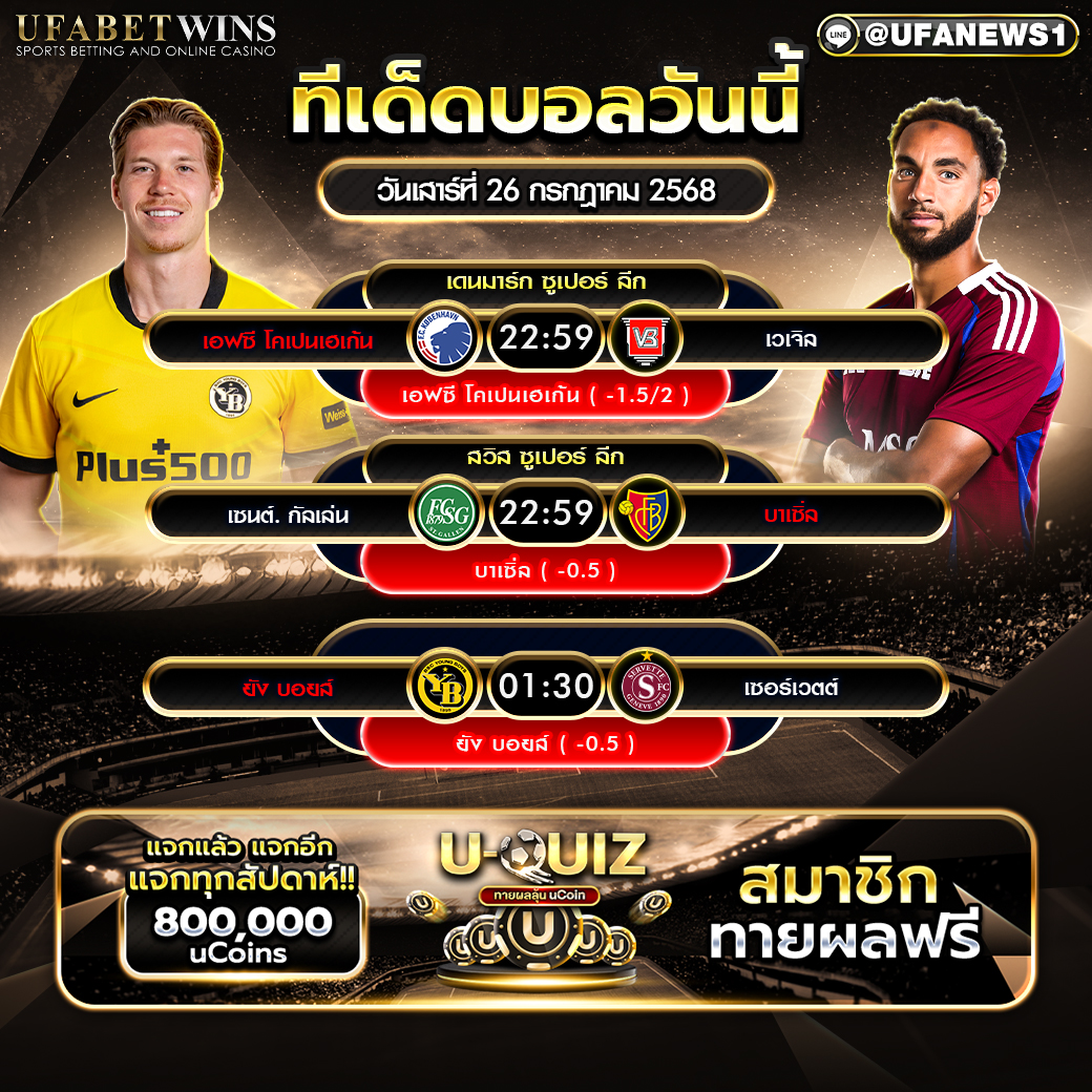 วิเคราะห์บอล วันที่ 26 กรกฎาคม 2568