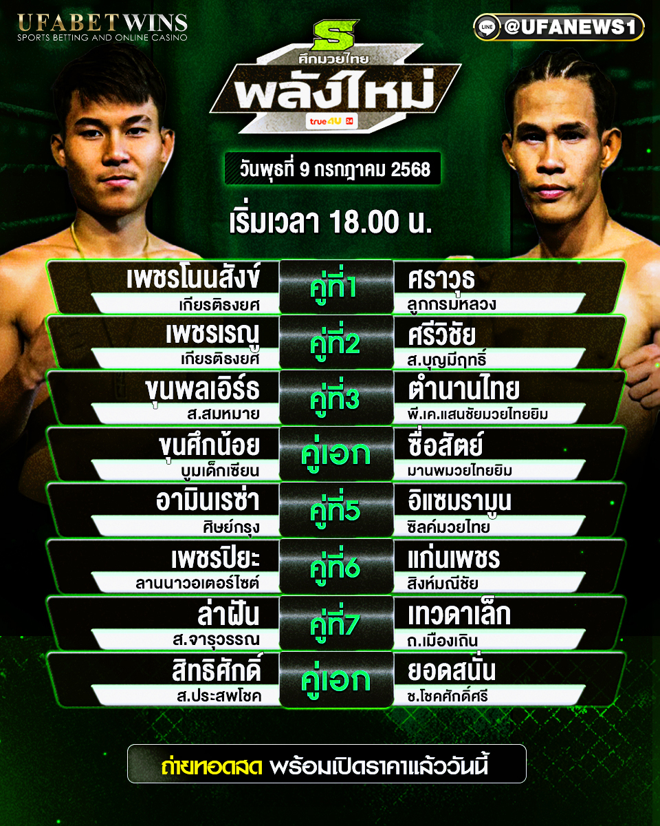 มวยวันนี้ ศึกมวยไทยพลังใหม่ 08/07/68