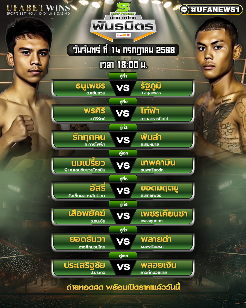 มวยวันนี้ ศึกมวยไทยพันธมิตร 14/07/68