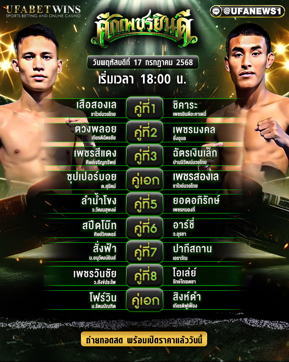 มวยวันนี้ ศึกเพชรยินดี 17/07/68