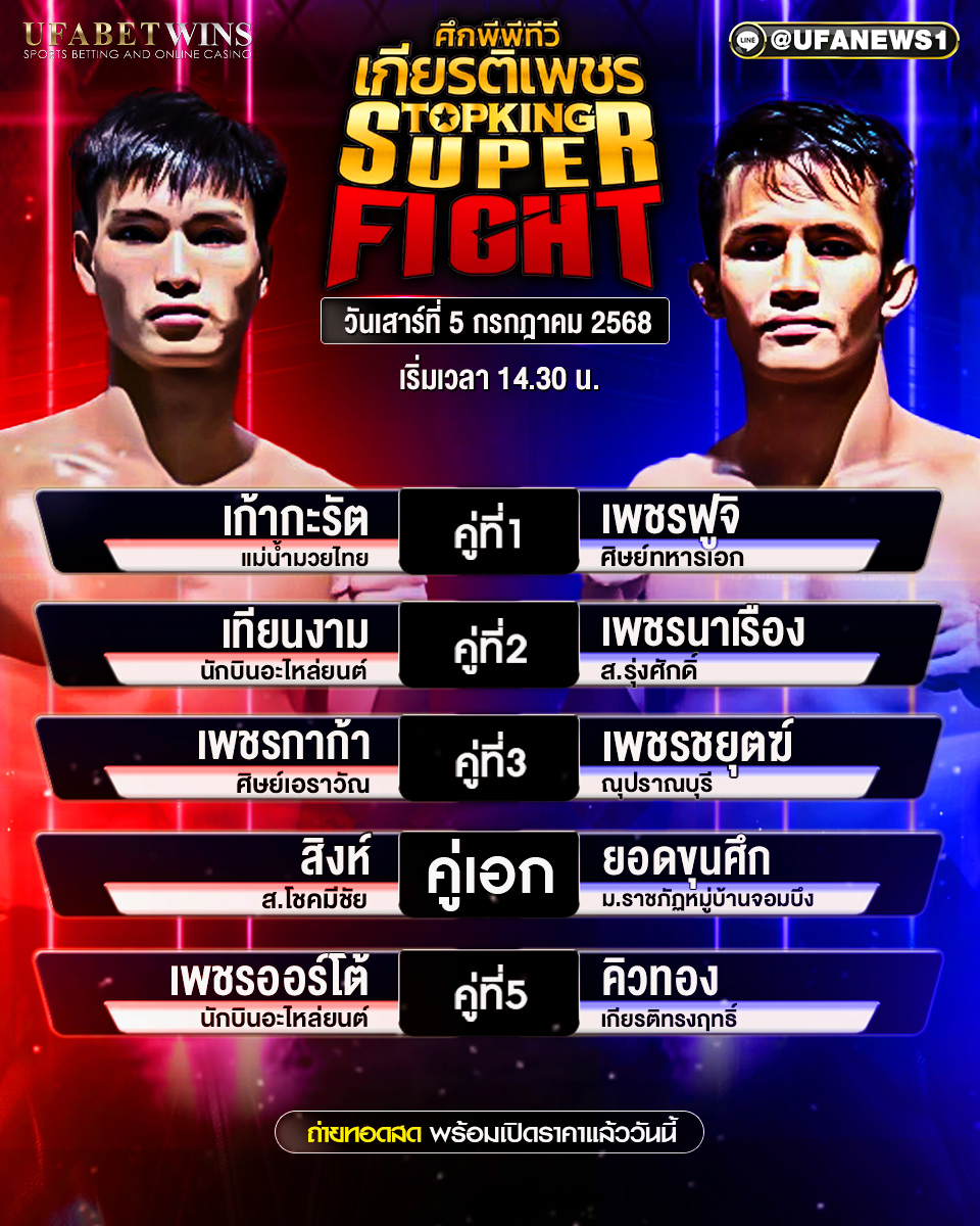 มวยวันนี้ ศึกมวยไทยเกียรติเพชร 05/07/68 