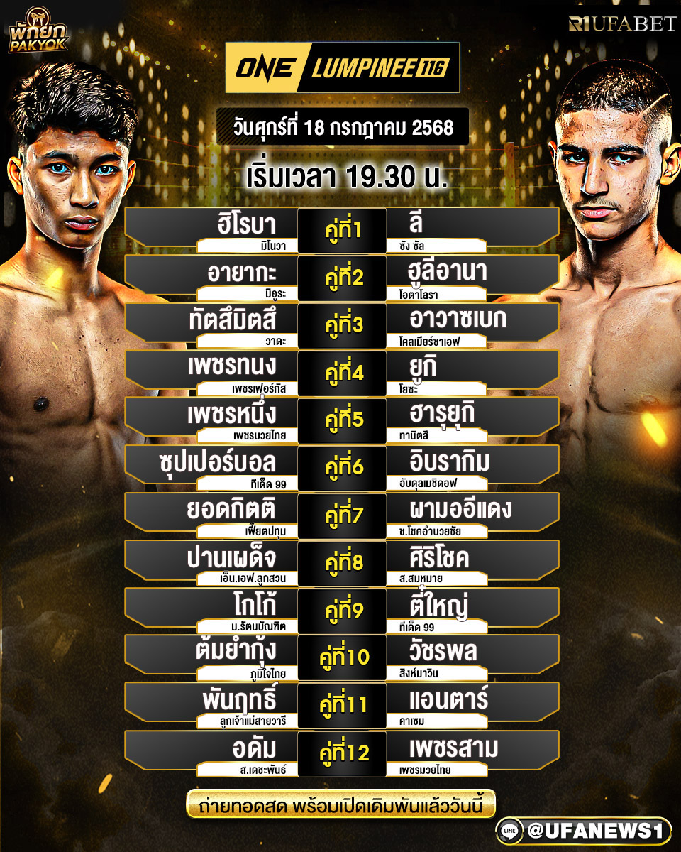 มวยวันนี้ ศึกวันแชมเปียนชิพลุมพินี 18/07/68