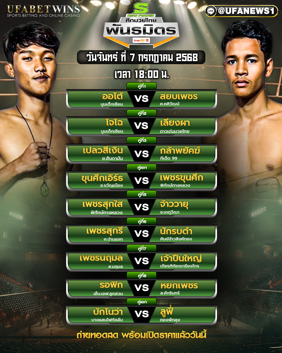 มวยวันนี้ ศึกมวยไทยพันธมิตร 07/07/68