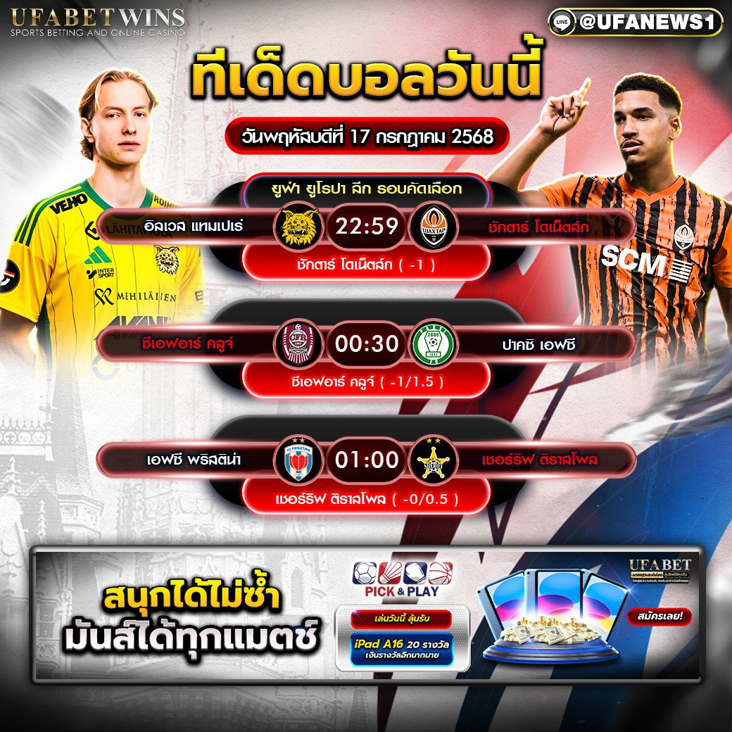 วิเคราะห์บอล วันที่ 17 กรกฎาคม 2568