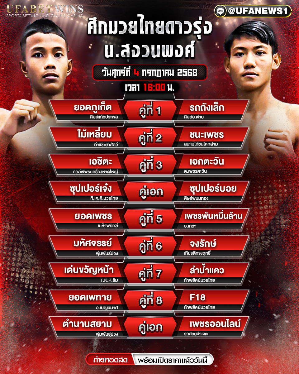 มวยวันนี้ ศึกดาวรุ่ง น.สงวนพงศ์ 04/07/68
