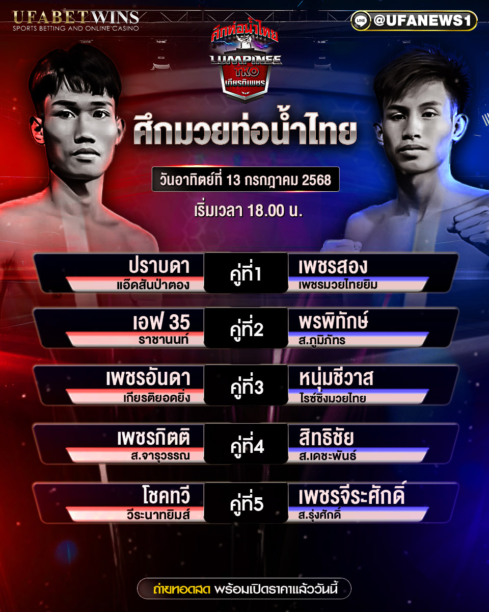 มวยวันนี้ ศึกท่อน้ำไทย TKO เกียรติเพชร 13/07/68