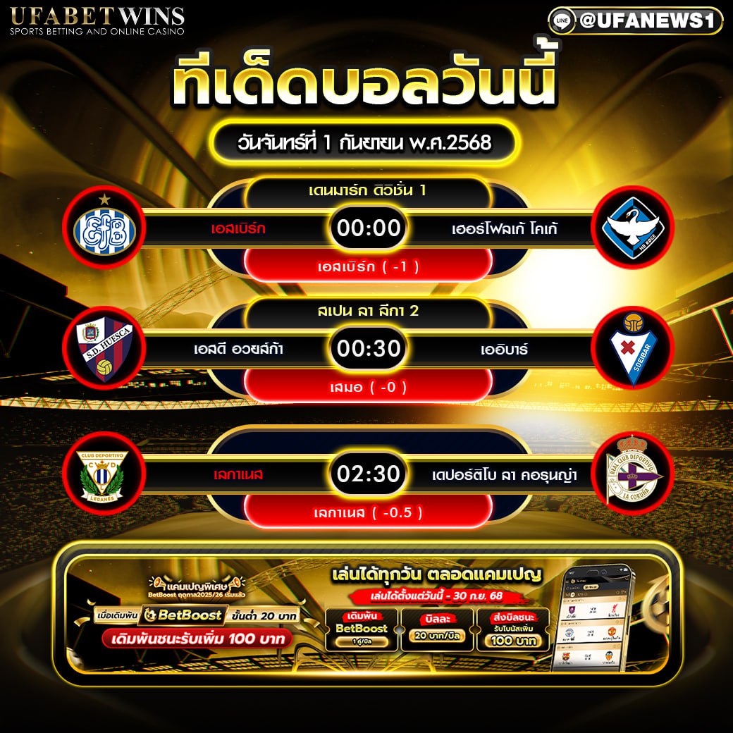 วิเคราะห์บอล วันที่ 1 กันยายน 2568