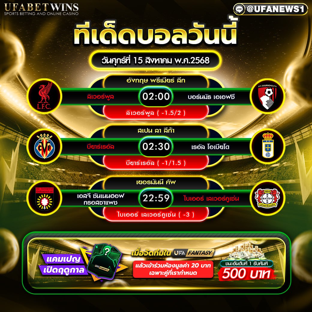 วิเคราะห์บอล วันที่ 15 สิงหาคม 2568
