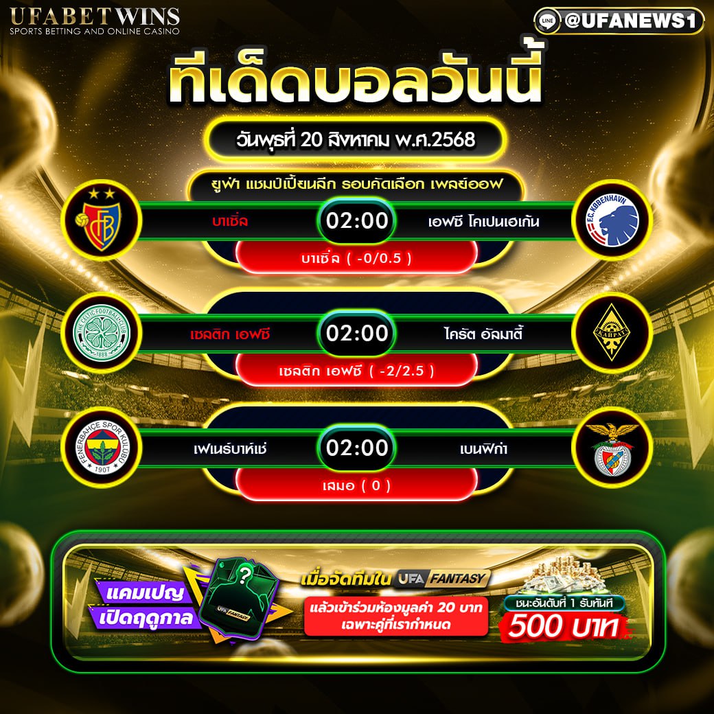 วิเคราะห์บอล วันที่ 20 สิงหาคม 2568