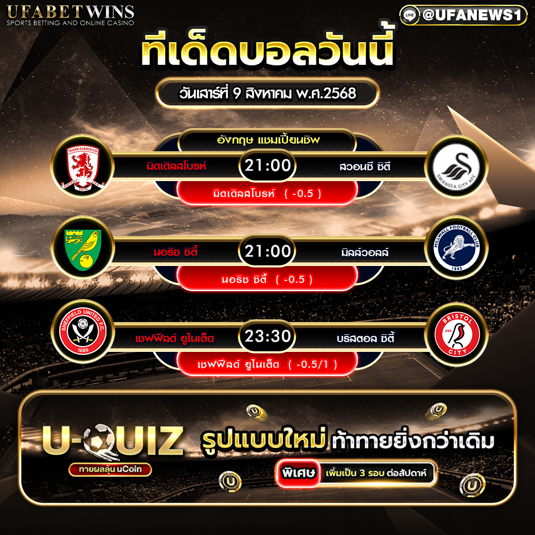 วิเคราะห์บอล วันที่ 9 สิงหาคม 2568