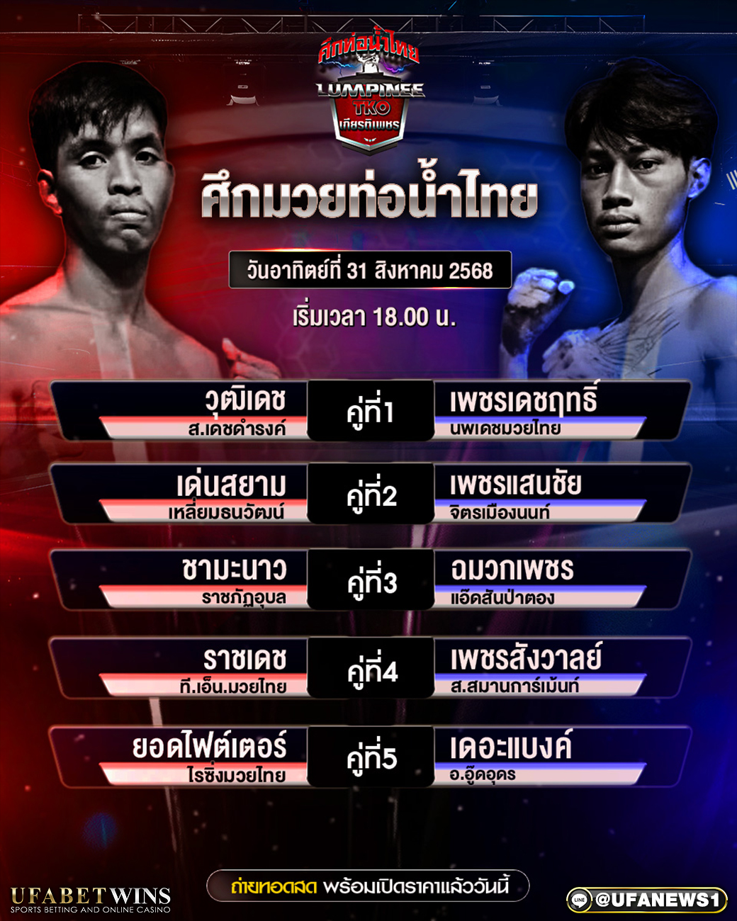 มวยวันนี้ ศึกท่อน้ำไทย 31/08/68