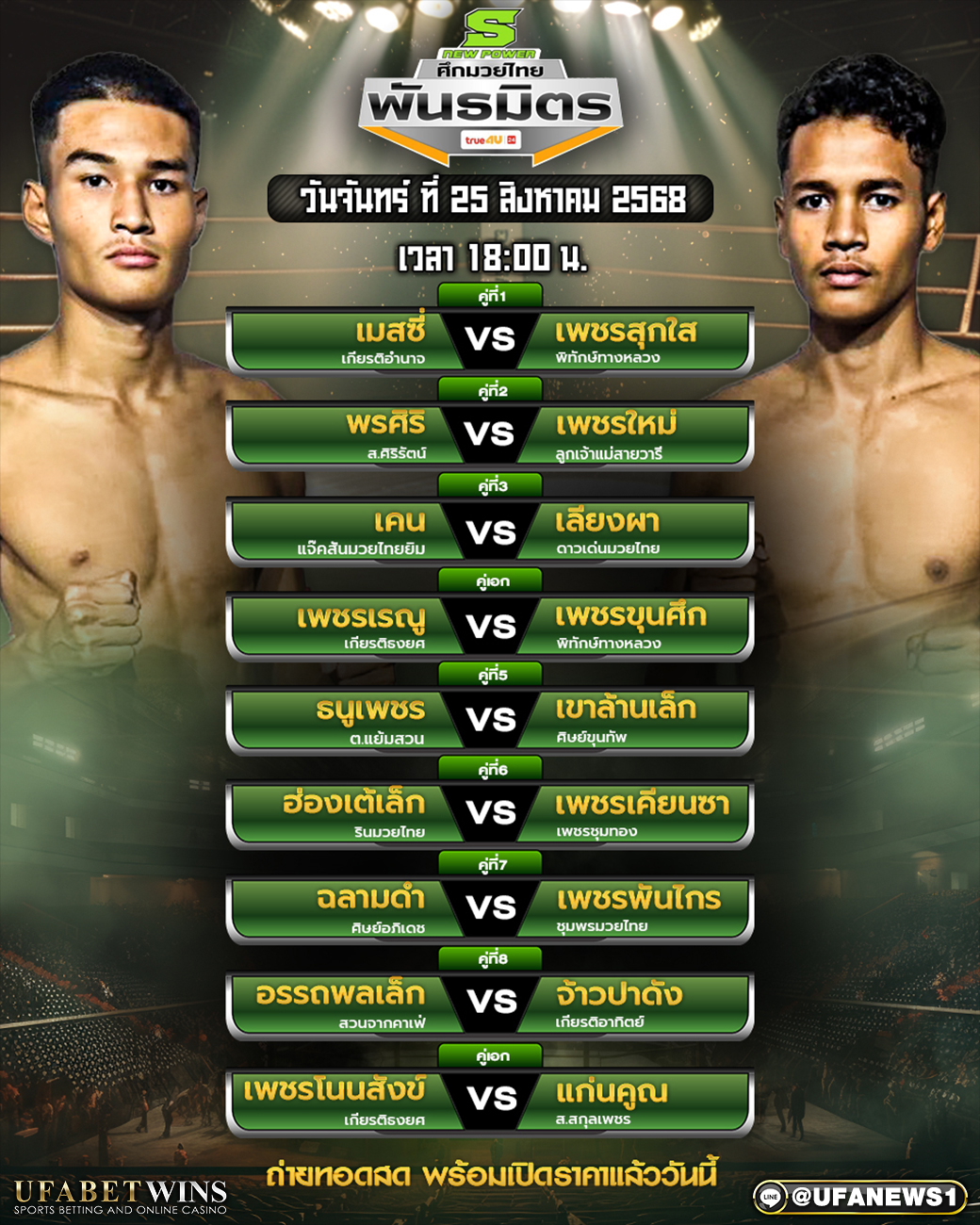 มวยวันนี้ ศึกมวยไทยพันธมิตร 25/08/68