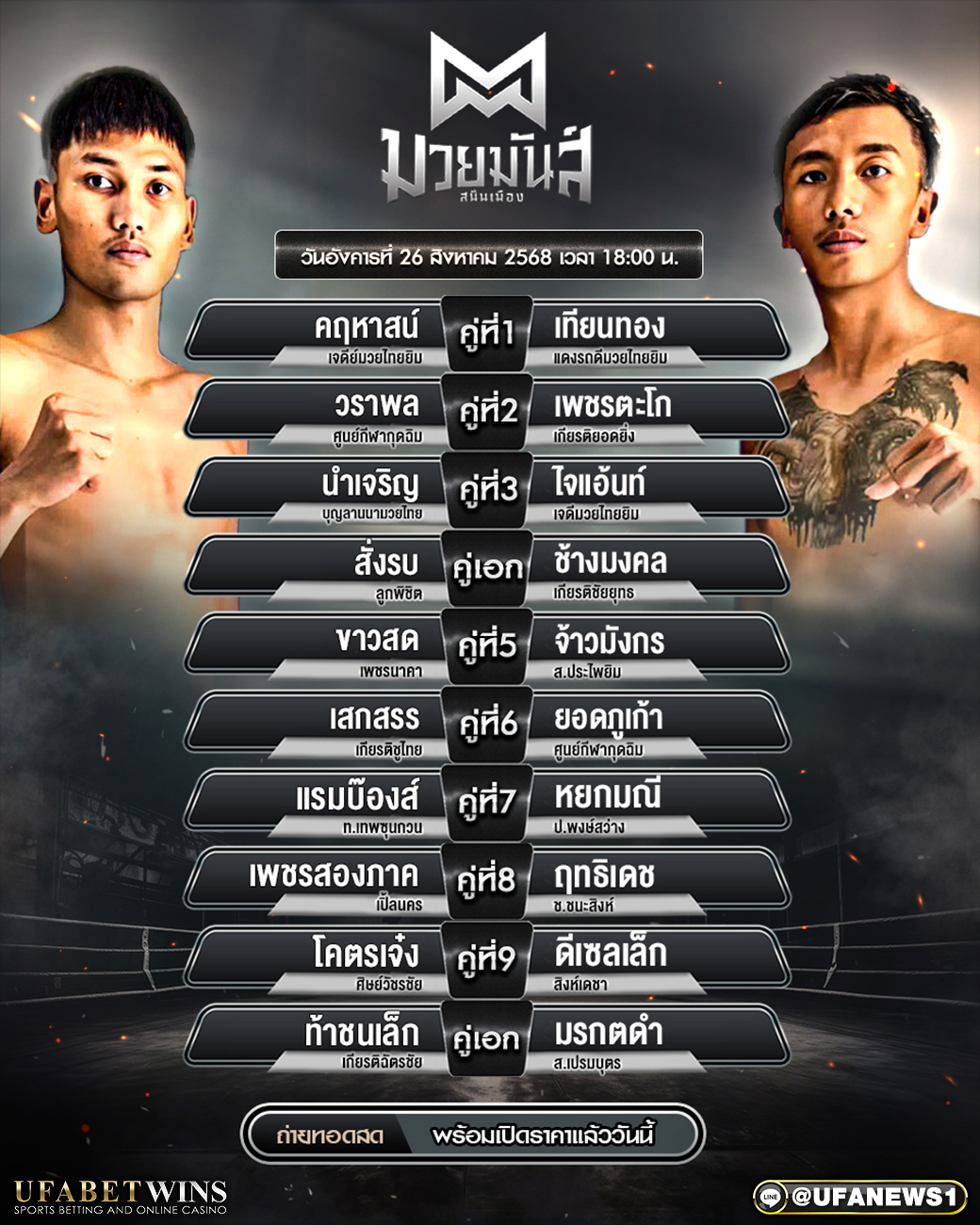 มวยวันนี้ ศึกมวยมันส์สนั่นเมือง 26/08/68