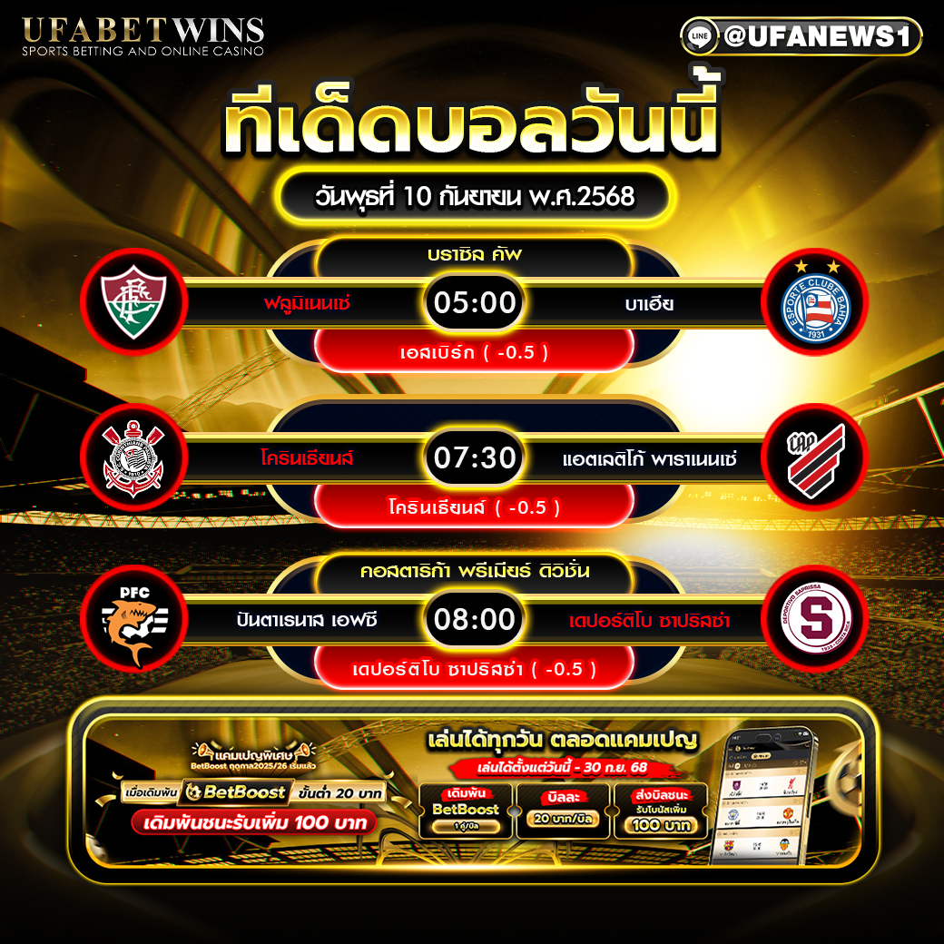 วิเคราะห์บอล วันที่ 10 กันยายน 2568