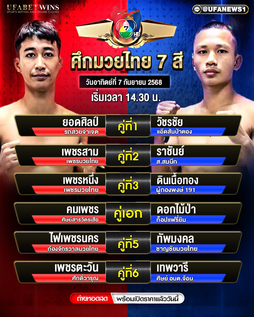 มวยวันนี้ ศึกมวยไทย 7 สี 7/09/68