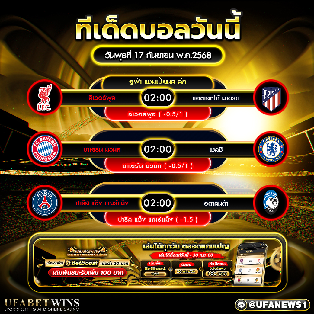 วิเคราะห์บอล วันที่ 17 กันยายน 2568