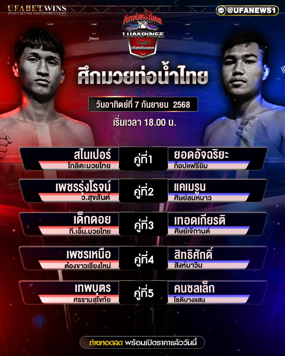 มวยวันนี้ ศึกท่อน้ำไทยเกียรติเพชรTKO 7/09/68